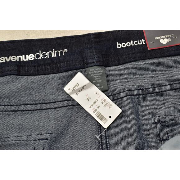 Avenue Denim Virtual Stretch Bootcut Jeans Plus Size 28 Average Dark Wash NEW - Picture 5 of 8